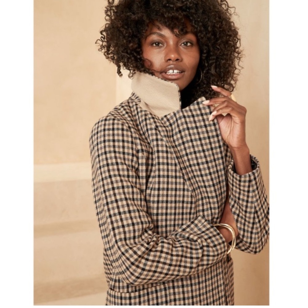 Banana Republic Italian Double Faced Top Coat Plaid XL